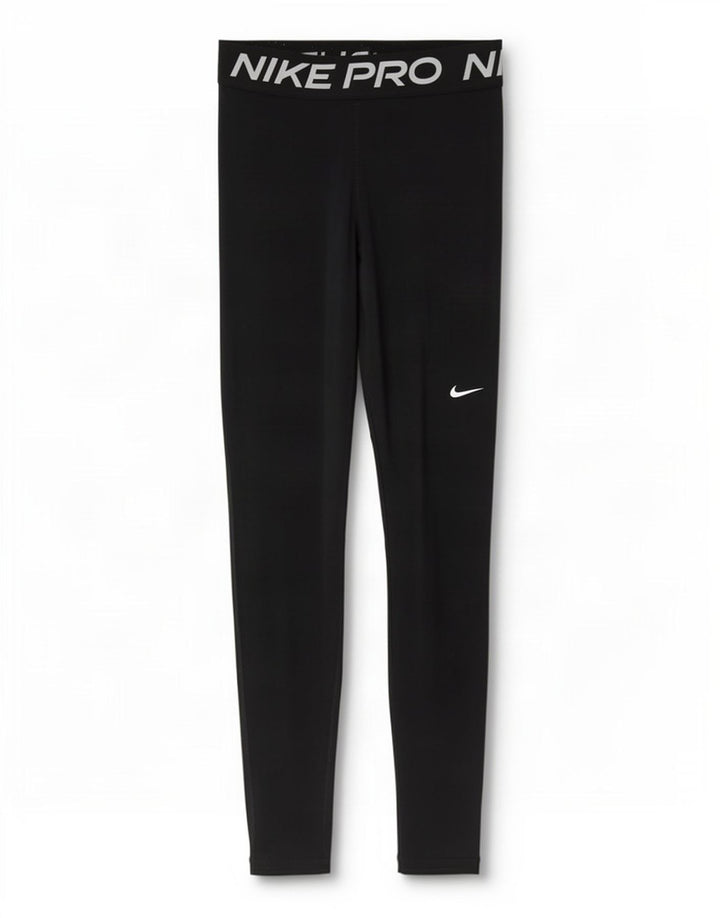 Nike Womens Dri Fit Graphic Leggings UK 12 Medium Black Polyester