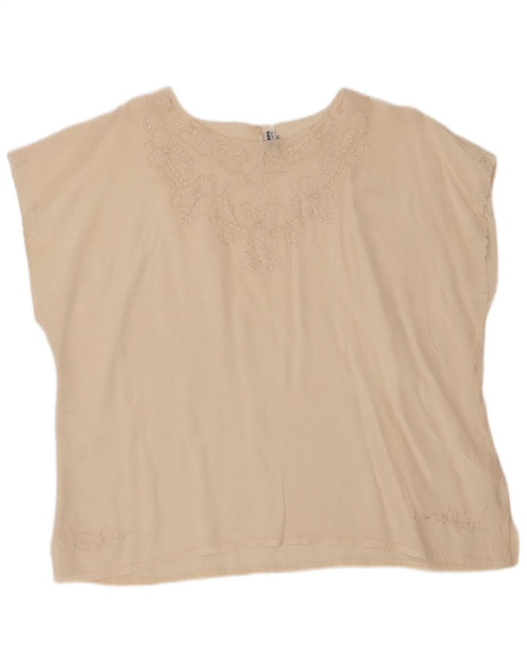 Vintage Womens Blouse Top IT 48 XL Off White Silk