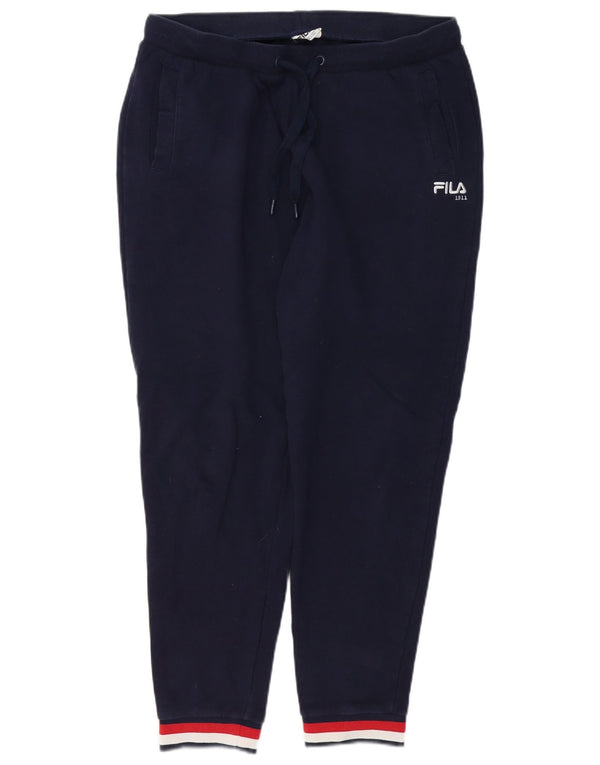 FILA Womens Tracksuit Trousers Joggers UK 14 Large Navy Blue Cotton