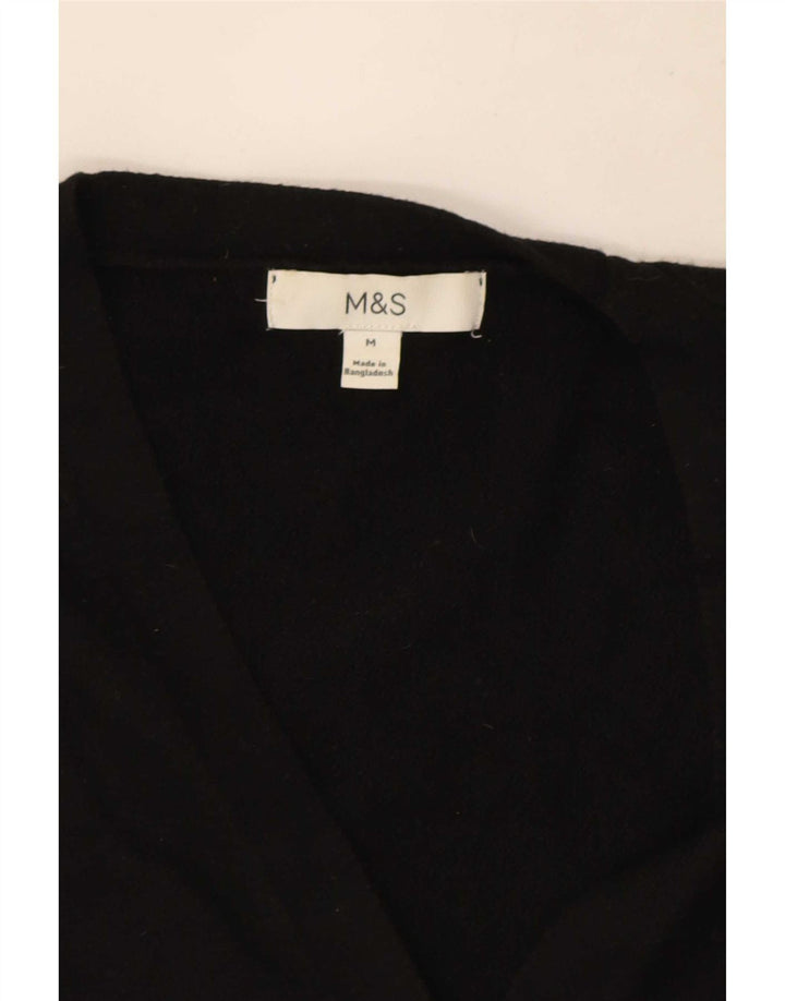 Marks & Spencer Womens Sleeveless Cardigan Sweater UK 12 Medium Black
