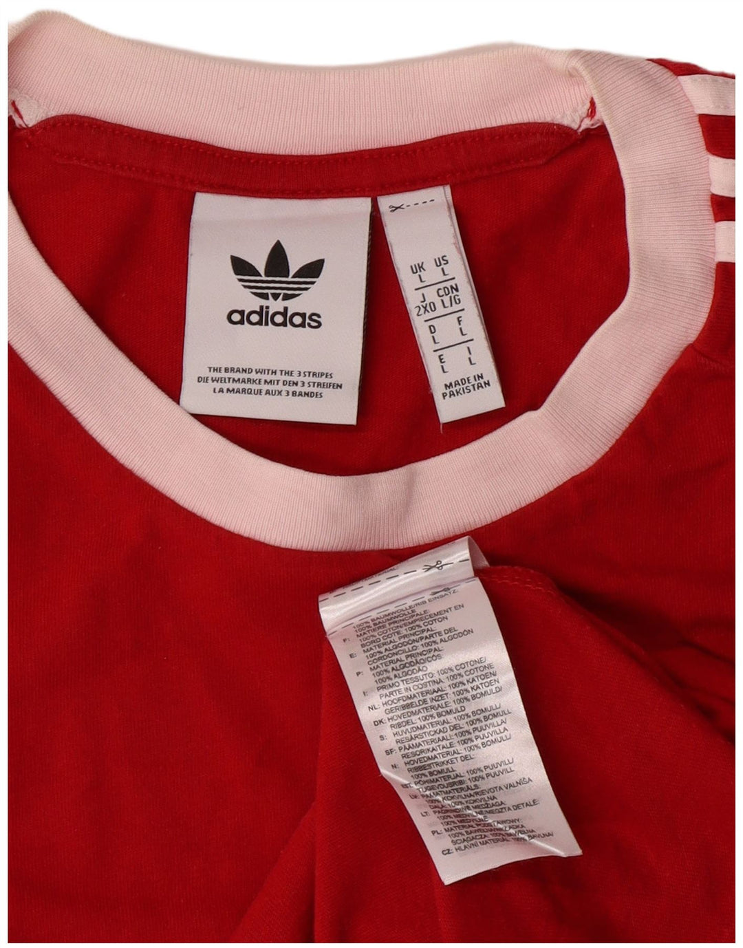 Adidas Mens T-Shirt Large Red Cotton