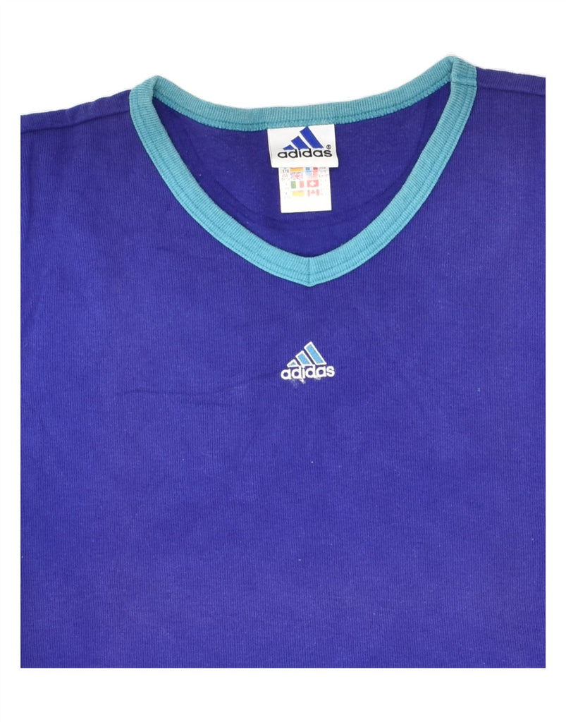 ADIDAS Girls T-Shirt Top UK 34/38 15-16 Years  Blue Cotton | Vintage Adidas | Thrift | Second-Hand Adidas | Used Clothing | Messina Hembry 