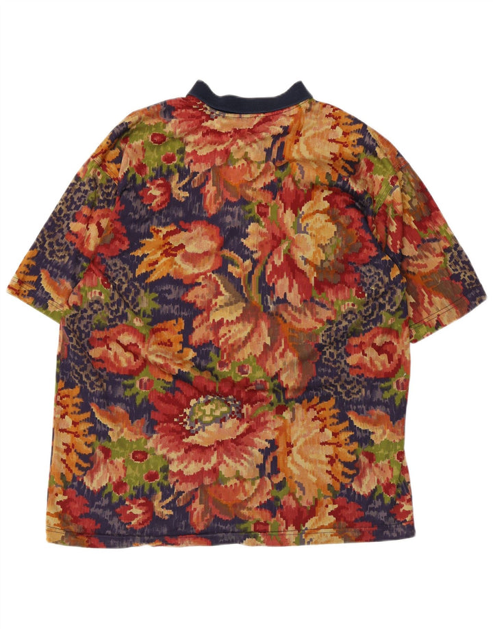 Paul & Shark Mens Polo Shirt Large Multicoloured Floral Cotton