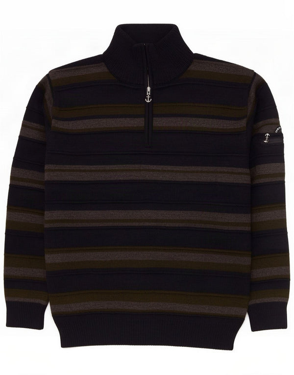 Vintage Mens Zip Neck Jumper Sweater 3XL Navy Blue Merino Wool