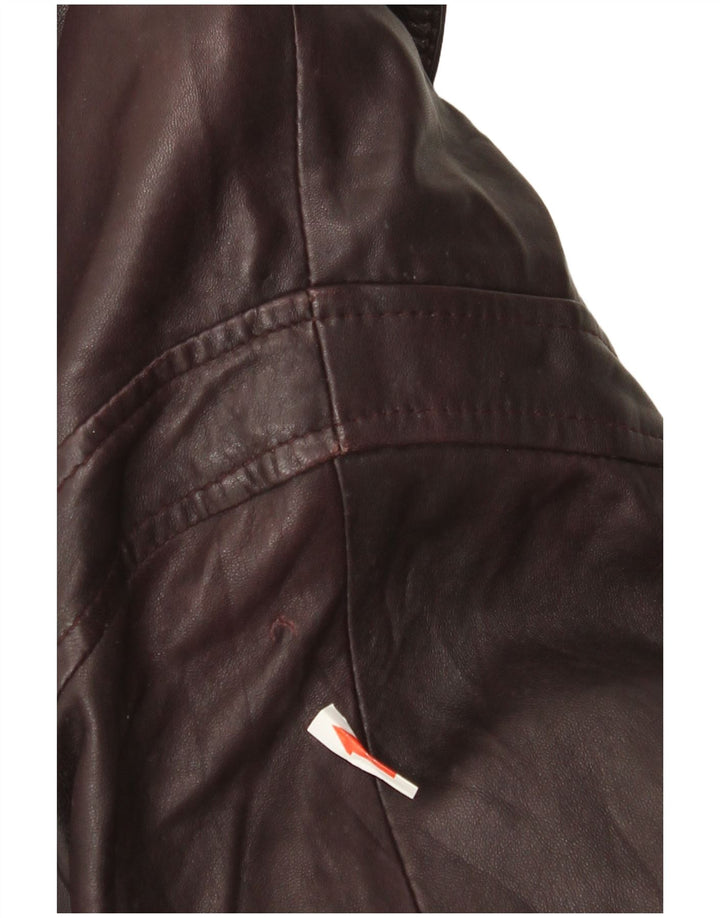 Vintage Womens Leather Jacket IT 42 Medium Burgundy Leather