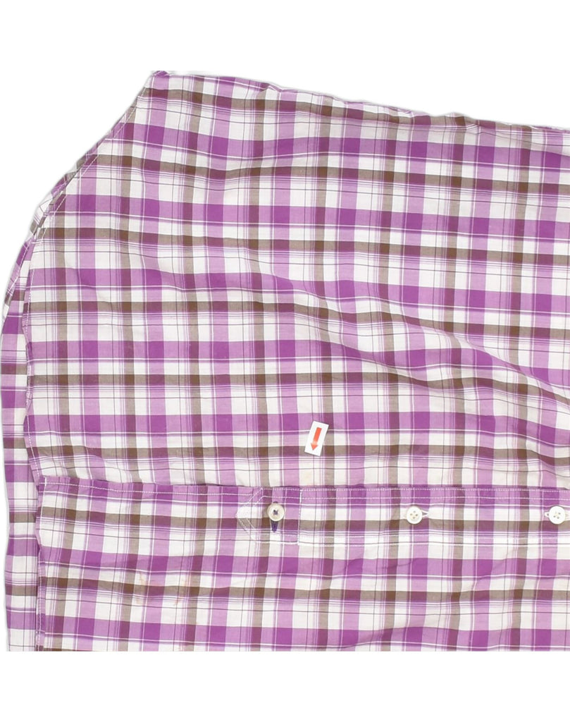 MASSIMO DUTTI Mens Short Sleeve Shirt Medium Purple Check Cotton | Vintage | Thrift | Second-Hand | Used Clothing | Messina Hembry 