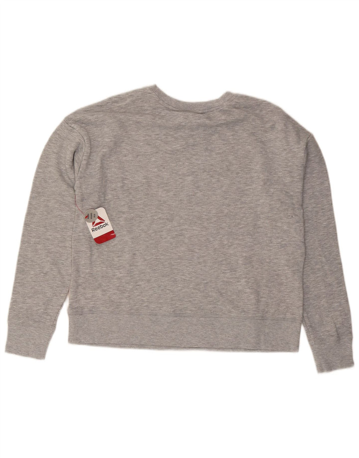 Reebok Womens Graphic Sweatshirt Jumper UK 14 Medium Grey Colourblock