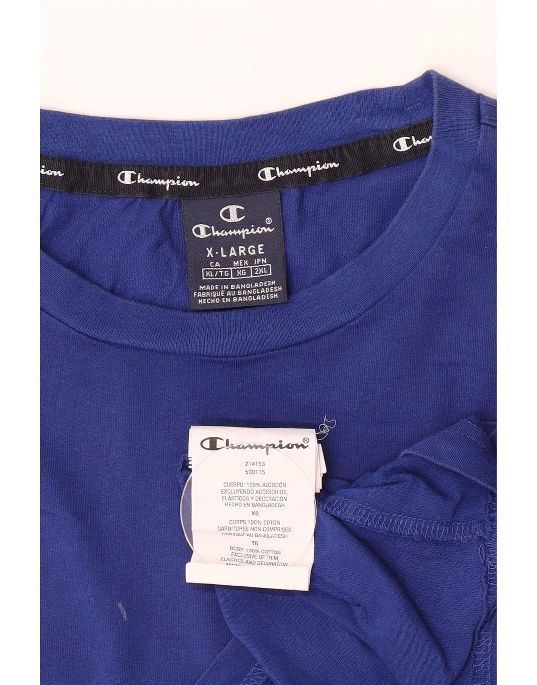 Champion Mens T-Shirt Top XL Blue Cotton
