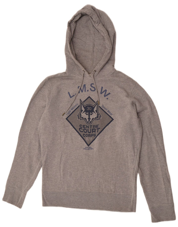 Diesel Mens Graphic Hoodie Jumper XL Grey Flecked Cotton