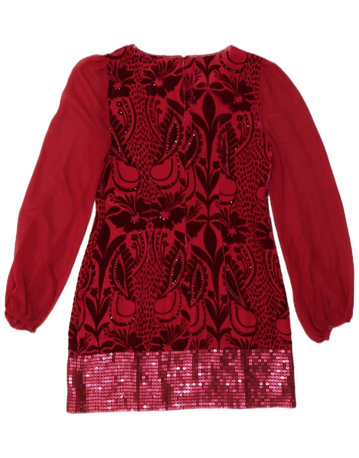 PHASE EIGHT Womens Long Sleeve Shift Dress UK 10 Small Burgundy Floral