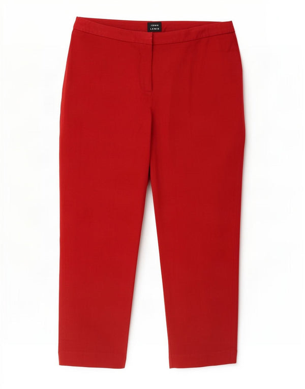 John Lewis Womens Straight Casual Trousers UK 12 Medium W30 L26 Burgundy