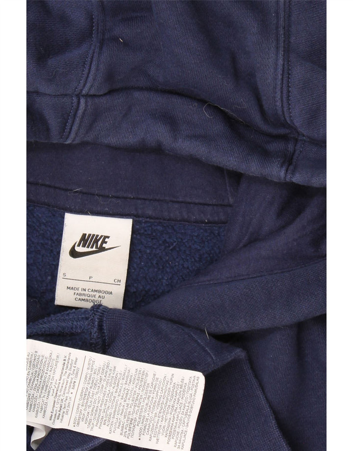 NIKE Mens Hoodie Jumper Small Navy Blue Cotton