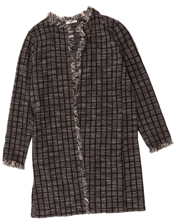 Zara Womens Loose Fit Cardigan Sweater UK 14 Medium Black Geometric