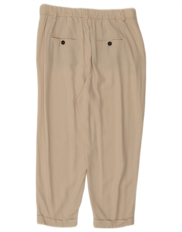 ZARA Womens Pegged Capri Trousers Medium W28 L22 Beige Lyocell