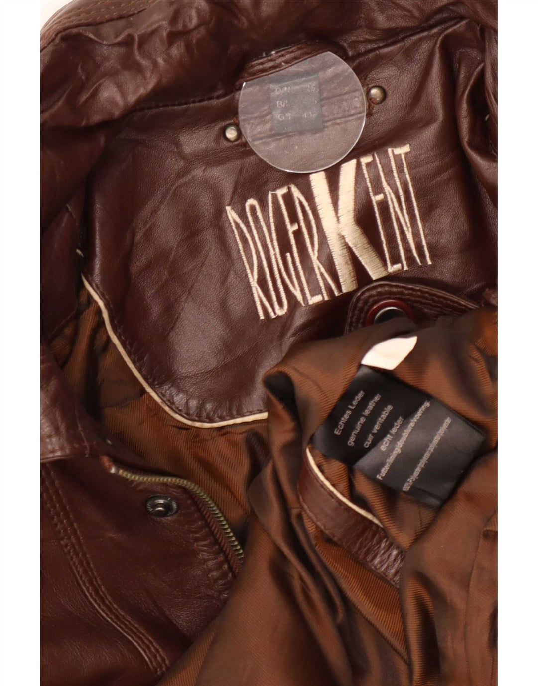 Roger Kent Mens Leather Jacket UK 40 Large Brown