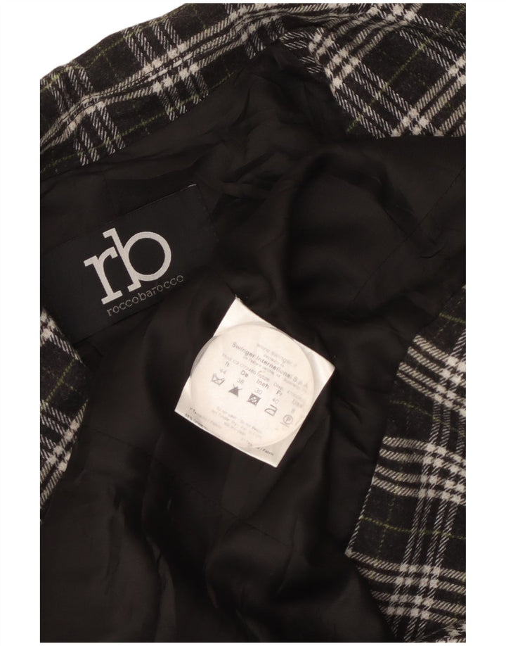 Roccobarocco Womens 2 Button Blazer Jacket IT 44 Medium Black Check Cotton