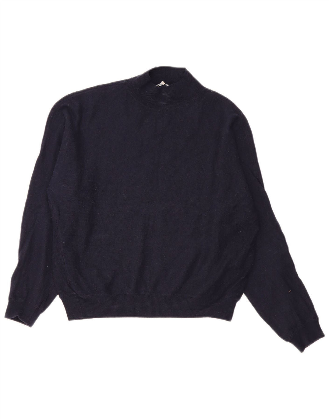 Zara Womens Turtle Neck Jumper Sweater UK 14 Medium Navy Blue Nylon
