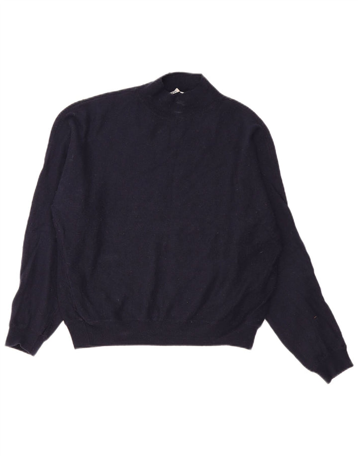 Zara Womens Turtle Neck Jumper Sweater UK 14 Medium Navy Blue Nylon