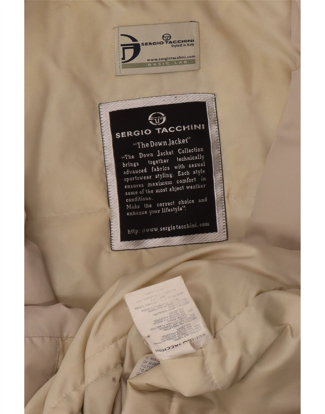 Sergio Tacchini Womens Padded Coat IT 46 Large Beige Polyester