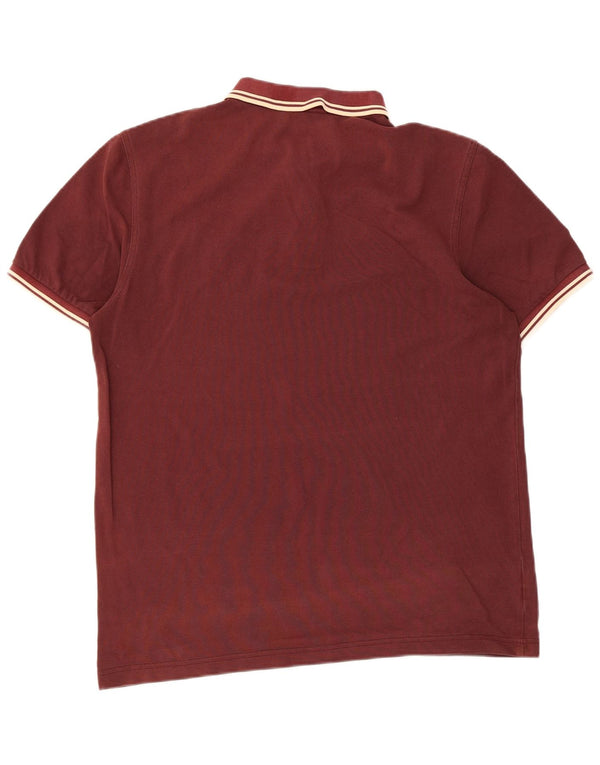 Fred Perry Mens Slim Fit Polo Shirt Large Maroon Striped