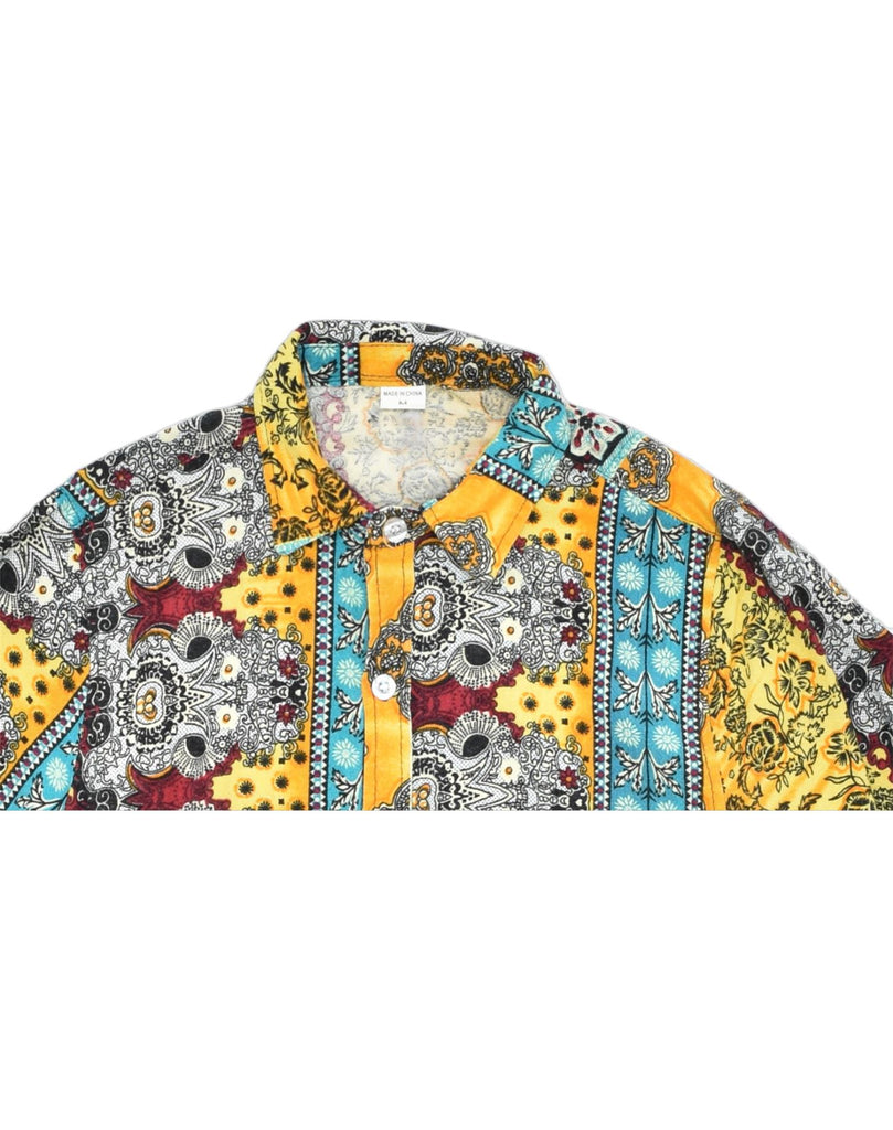 VINTAGE Mens Slim Fit Short Sleeve Shirt Medium Multicoloured Patchwork | Vintage | Thrift | Second-Hand | Used Clothing | Messina Hembry 