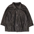 Vintage Womens 5 Button Leather Blazer Jacket IT 52 2XL Black