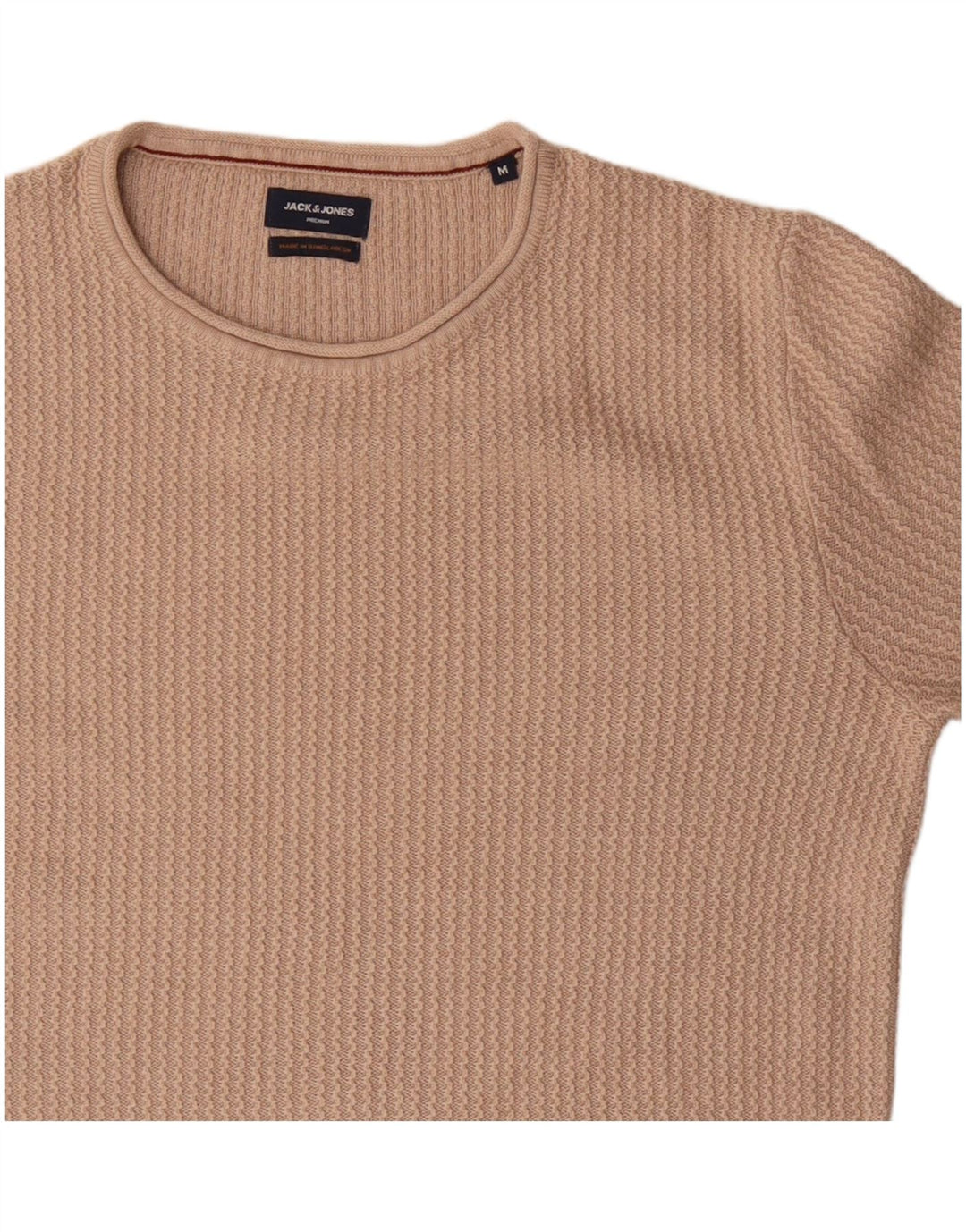 Jack & Jones Mens Crew Neck Jumper Sweater Medium Beige Cotton