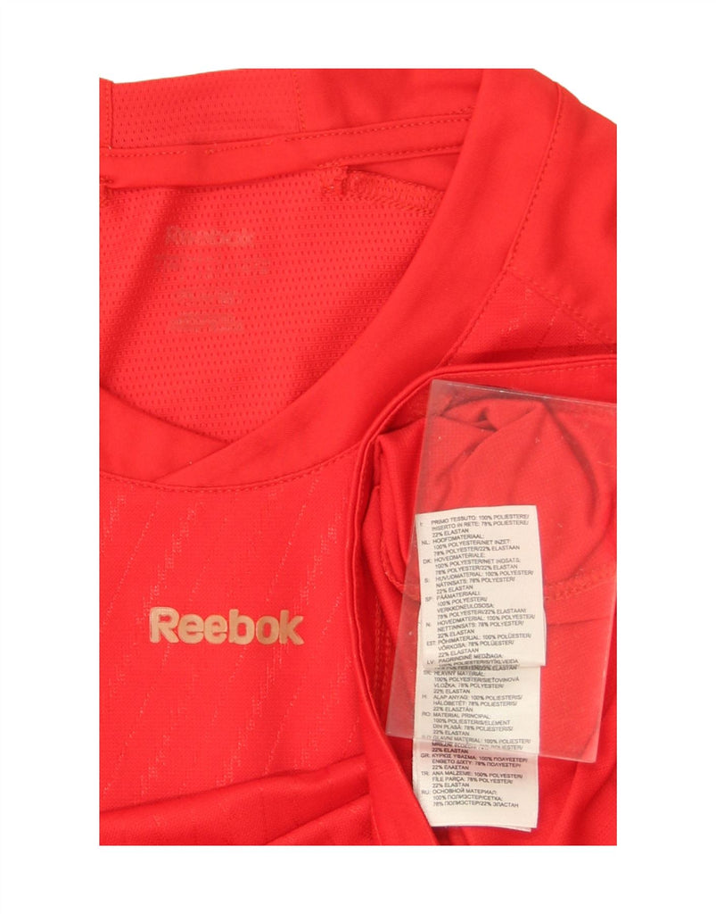 REEBOK Mens T-Shirt Top Medium Red Polyester Vintage Reebok and Second-Hand Reebok from Messina Hembry 