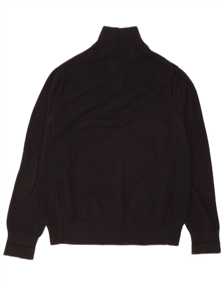 Tommy Hilfiger Mens Zip Neck Jumper Sweater Medium Black Cotton