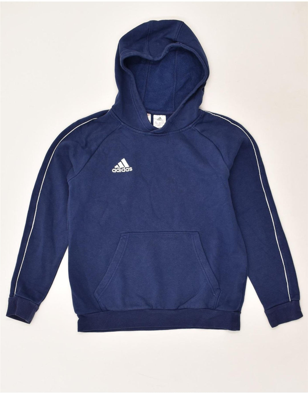 ADIDAS Boys Hoodie Jumper 13-14 Years Navy Blue Cotton | Vintage Adidas | Thrift | Second-Hand Adidas | Used Clothing | Messina Hembry 