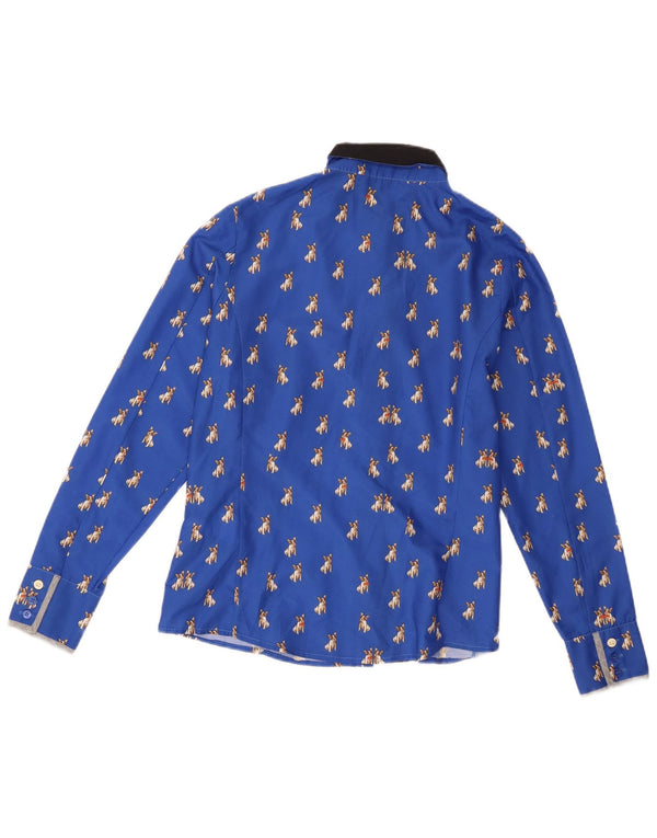 Ted Baker Womens Shirt Size 2 Small Blue Animal Print Polyester