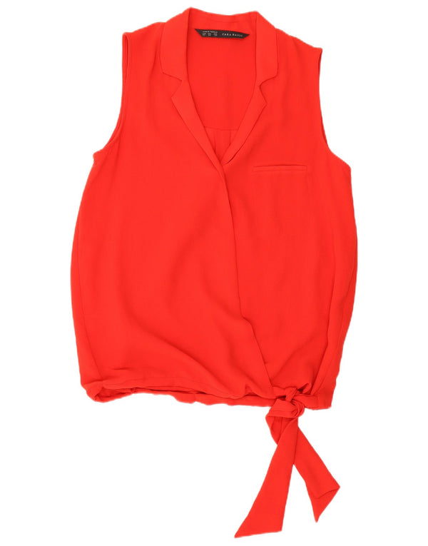 Zara Womens Sleeveless Wrap Blouse Top UK 6 XS Red