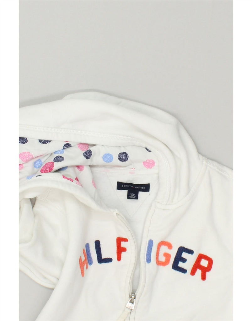 TOMMY HILFIGER Girls Graphic Zip Hoodie Sweater 15-16 Years XL White | Vintage Tommy Hilfiger | Thrift | Second-Hand Tommy Hilfiger | Used Clothing | Messina Hembry 