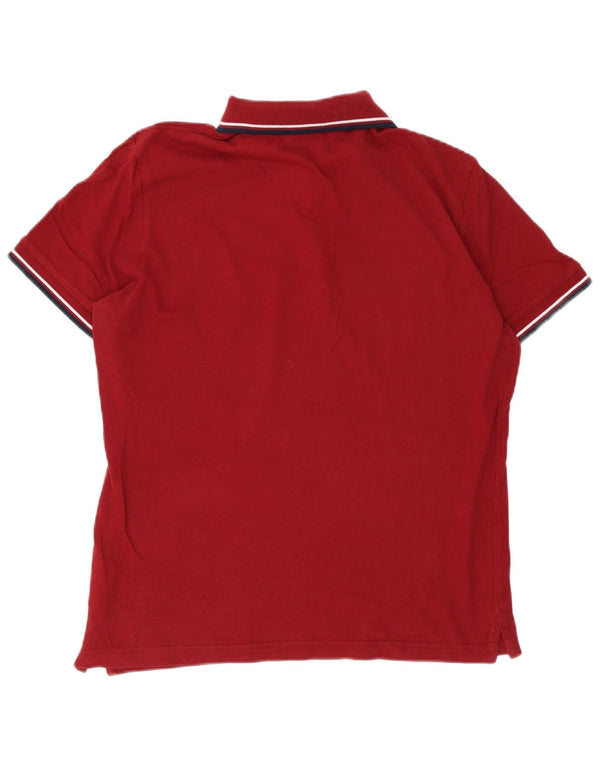 Diadora Mens Polo Shirt Medium Burgundy Striped Cotton