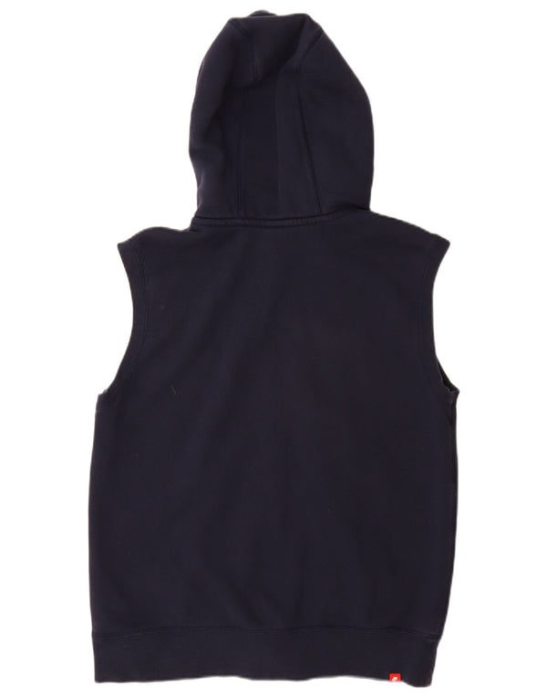 NIKE Womens Sleeveless Zip Hoodie Sweater UK 16 Large Navy Blue Cotton