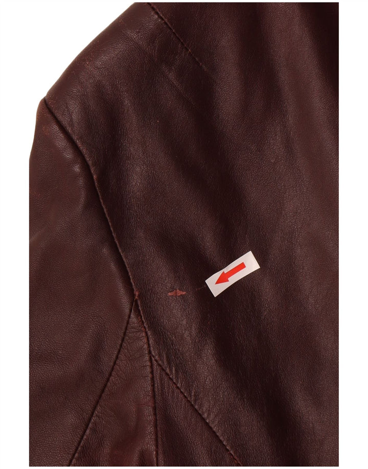 Alfa Womens Leather Coat UK 10 Small Burgundy Leather