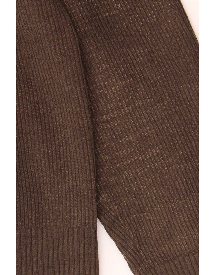 Zara Mens Polo Neck Jumper Sweater Large Brown Polyester