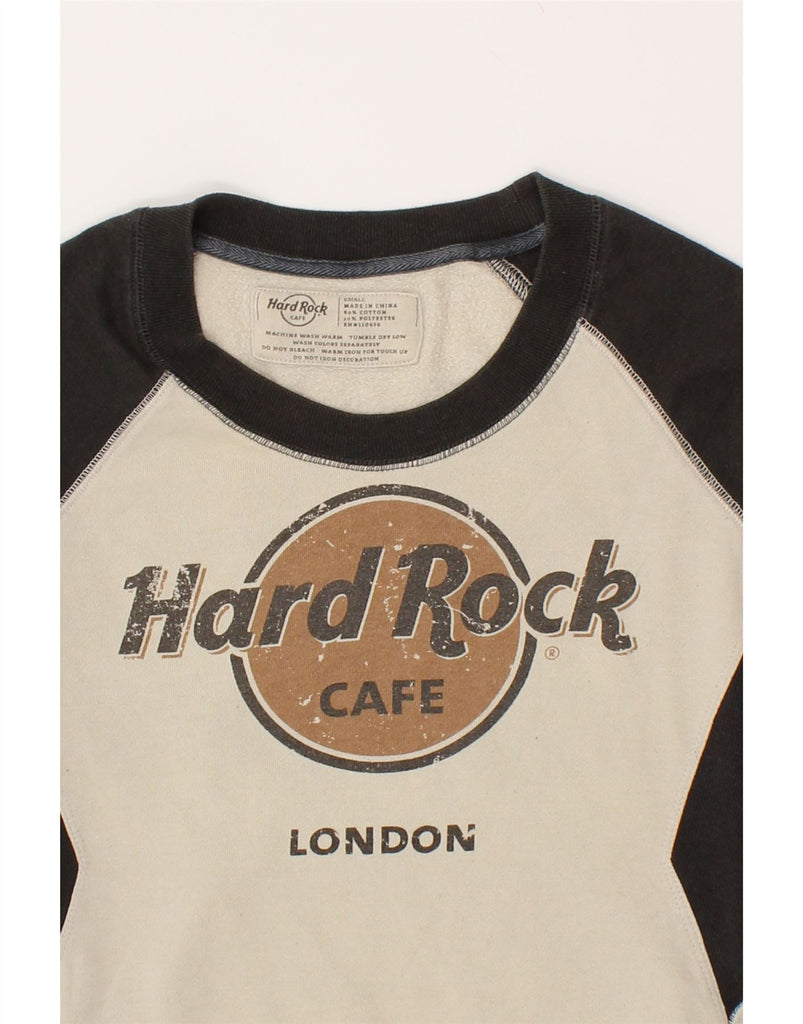 HARD ROCK CAFE Womens London Graphic Sweatshirt Jumper UK 10 Small Black | Vintage Hard Rock Cafe | Thrift | Second-Hand Hard Rock Cafe | Used Clothing | Messina Hembry 