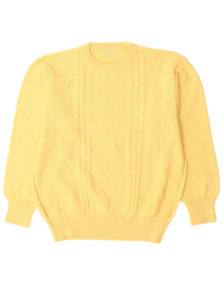Vintage Mens Crew Neck Jumper Sweater IT 50 Medium Yellow Wool