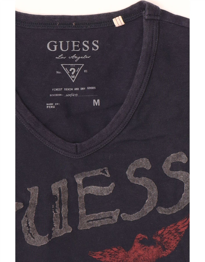 Guess Mens Graphic T-Shirt Top Medium Navy Blue