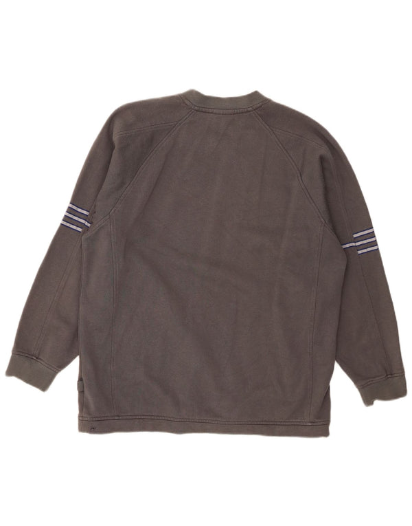 Adidas Boys Sweatshirt Jumper 15-16 Years Grey Striped Cotton