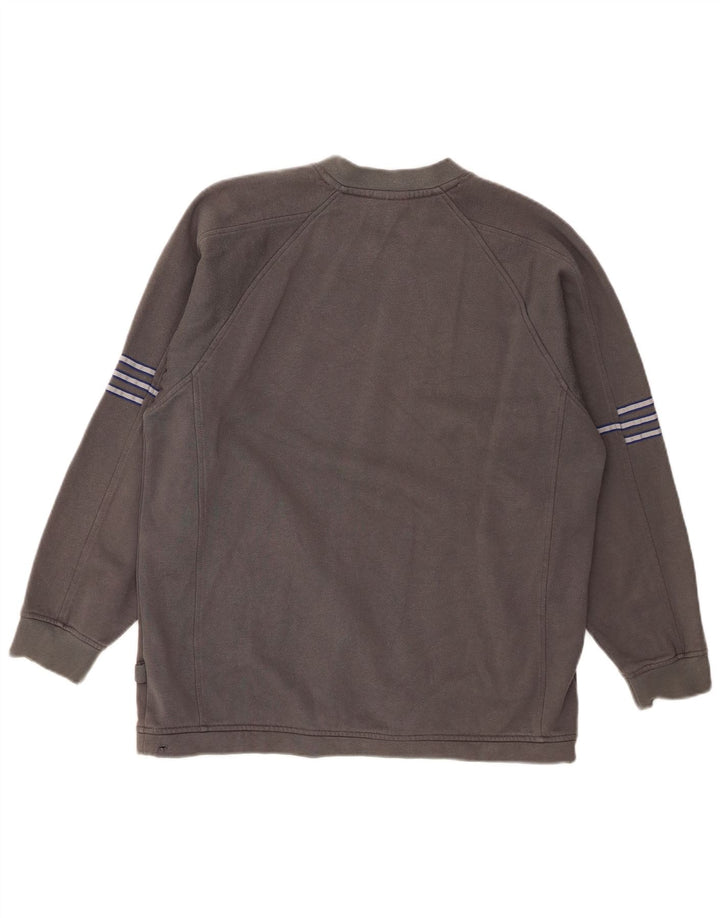 Adidas Boys Sweatshirt Jumper 15-16 Years Grey Striped Cotton