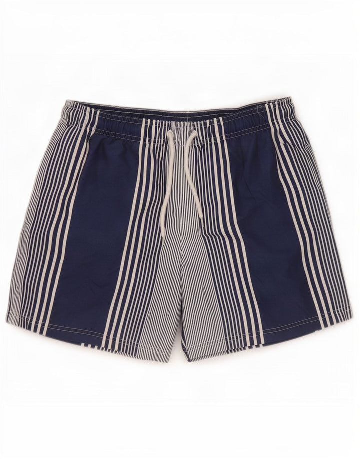 Marks & Spencer Mens Swimming Shorts Large Navy Blue Striped Polyester