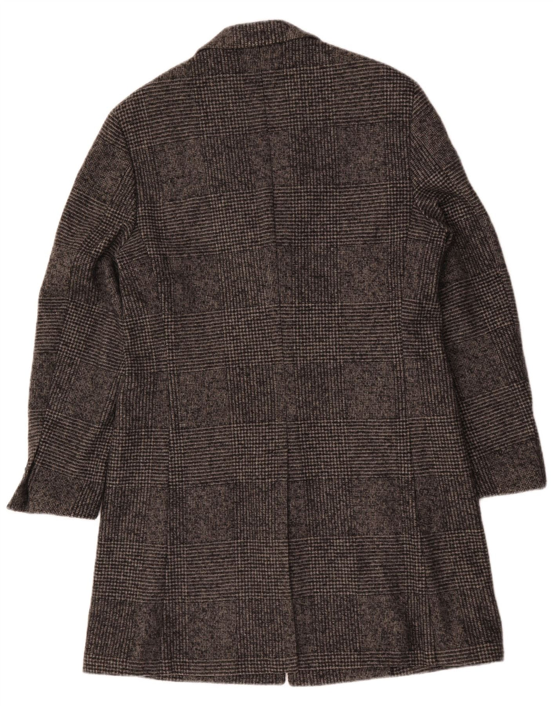 Paoloni Mens Overcoat IT 52 XL Grey Houndstooth Virgin Wool