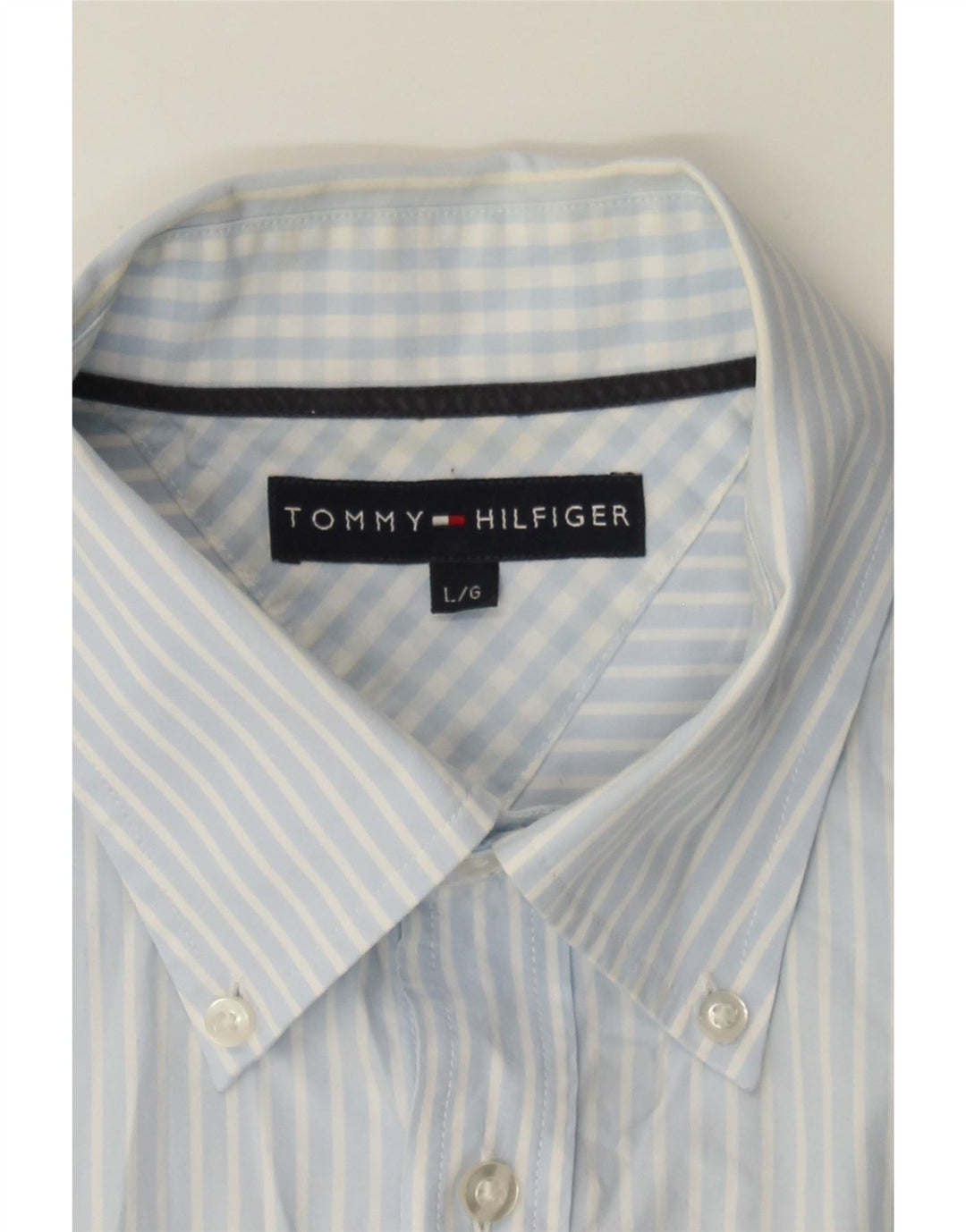 TOMMY HILFIGER Mens Shirt Large Blue Pinstripe Cotton Vintage Tommy Hilfiger and Second-Hand Tommy Hilfiger from Messina Hembry 