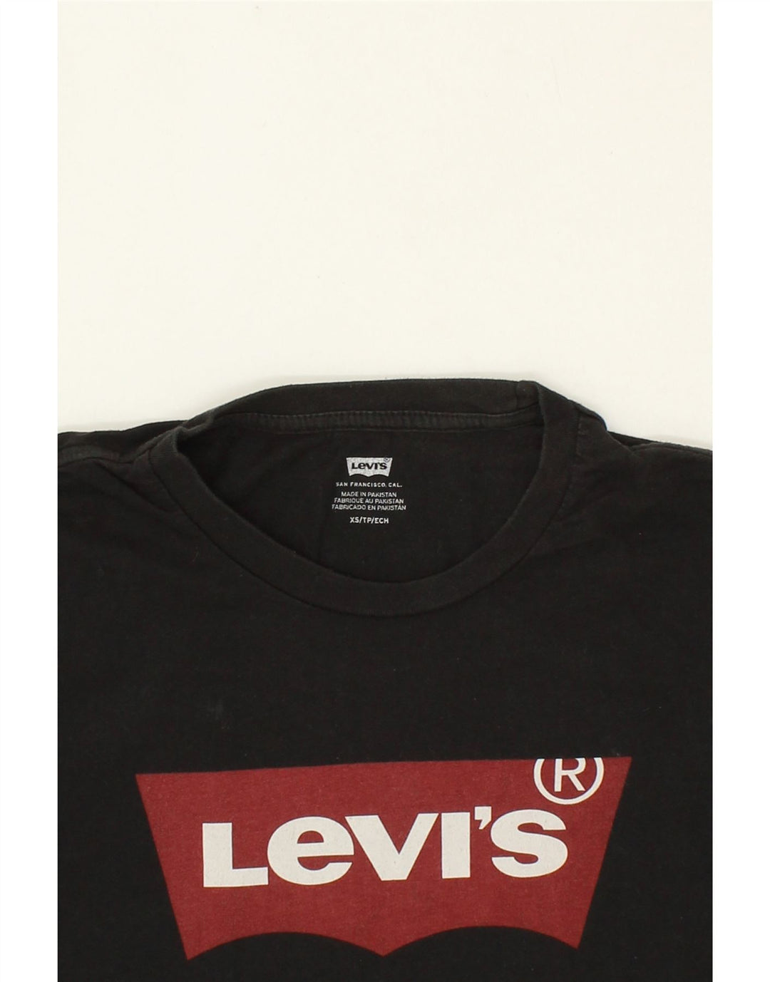 LEVI'S Mens Graphic T-Shirt Top XS Black Cotton Vintage Levi's and Second-Hand Levi's from Messina Hembry 