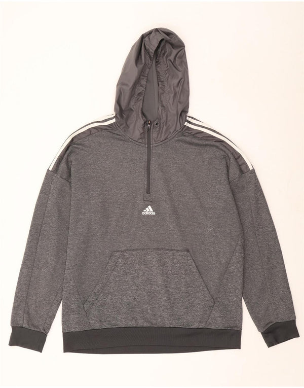 Adidas Mens Aeroready Zip Neck Hoodie Jumper XL Grey Flecked Polyester