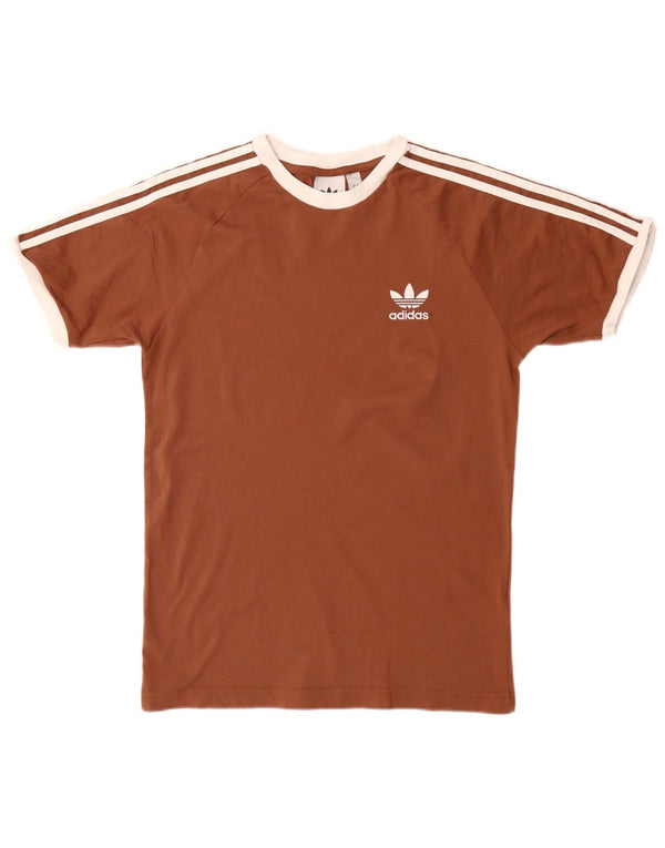 Adidas Mens T-Shirt Top Small Brown Cotton