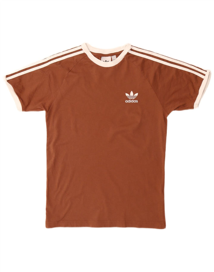 Adidas Mens T-Shirt Top Small Brown Cotton