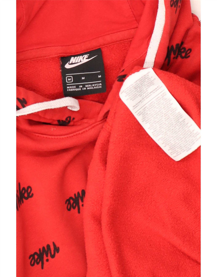Nike Mens Graphic Hoodie Jumper Medium Red Cotton